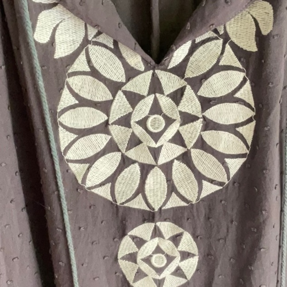 💖THML grey long sleeve boho top with cream embroidery - Picture 3 of 5
